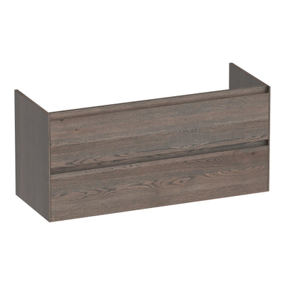 BRAUER Inspire wastafelonderkast 120 2 softclose lades - greeploos - 1 sifon uitsparing - massief eiken - lamellen eiken zwart