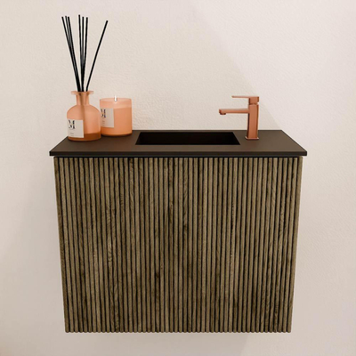 Mondiaz JOYA 50cm toiletmeubel - kleur Dusk - Wastafel FAYE positie Rechts 1 kraangat kleur Urban.