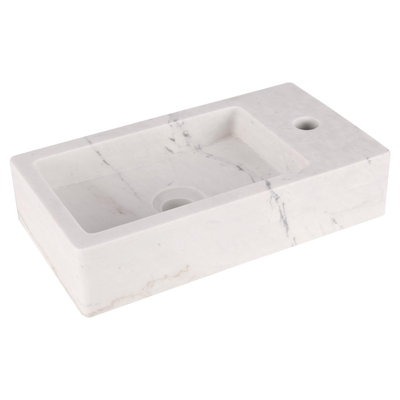 Differnz Hura Lave-mains - 40x22x9cm - Pierre marbrée - blanc