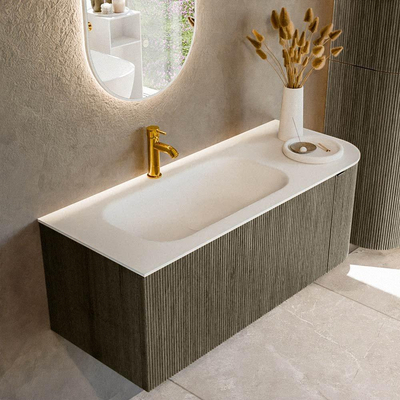 Mondiaz KURVE Ensemble meuble de salle de bains - 115x46x40cm - 1 tiroir - 1 porte - vasque solid surface - gauche - 1 trou de robinet - Shadow