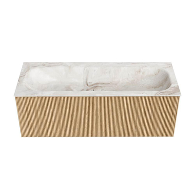 MONDIAZ KURVE-DLUX 120cm Meuble salle de bain - couleur Oak - 1 tiroir - vasque BIG LARGE centre - 1 trou de robinet - couleur Frappe