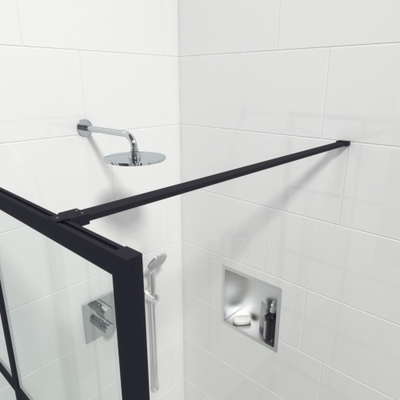 Marenza Bellini Douche à l'italienne - 120x200cm - verre clair - cadre fenêtres extérieur - anti-calcaire - noir mat