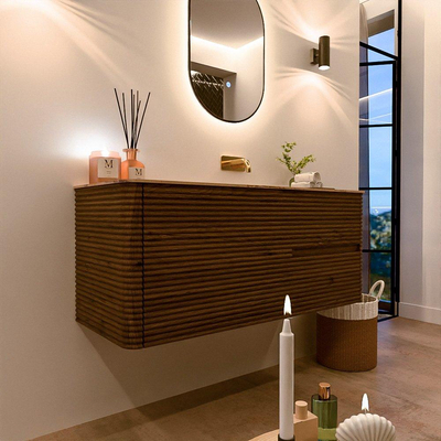 Mondiaz CIRO-DLUX Ensemble de meubles de salle de bains - 120x45x50cm - Plan-vasque en solid surface Arena - 1 vasque à droite - sans trous de robinetterie - 2 tiroirs - Dusk