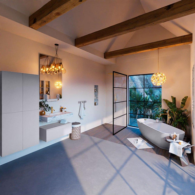 Mondiaz ALAN-DLUX Ensemble de meuble - 80cm - meuble Cale mat - 1 tiroir - Lavabo Cloud Glace suspendu - vasque Centre - 1 trou de robinet