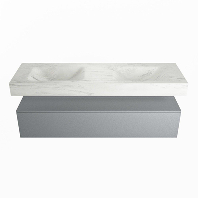 MONDIAZ ALAN - DLUX Badkamermeubelset - 150cm - onderkast - Plata - 1 lade - vrijhangende wastafel - 2 wasbakken - 2 kraangaten - Opalo