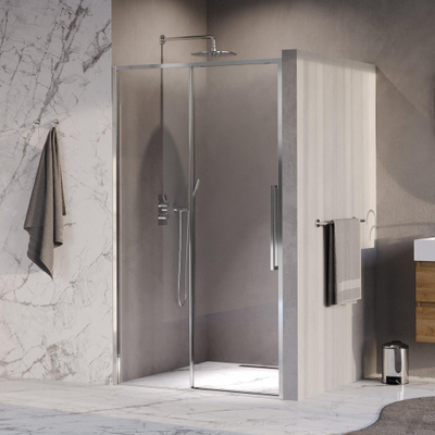 BRAUER Galactic Nisdeur - 120x200 - 2-delig schuif - helder glas - omkeerbaar - incl. glascoating - chroom