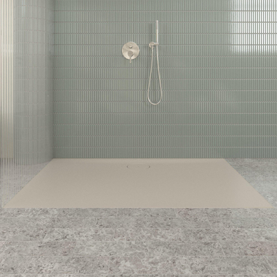 Villeroy & Boch Ecora douchebak - 150x90x3.5cm - afvoer lange zijde - almond (beige)