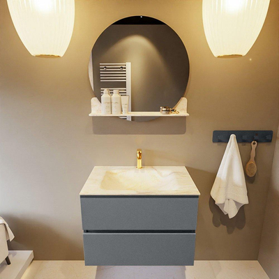 Mondiaz VICA-DLUX Ensemble de meuble de salle de bain - 70cm - meuble sous-vasque plata - 2 tiroirs - lavabo encastrée cloud milieu - 1 trou de robinet - version haute de 60cm - ostra