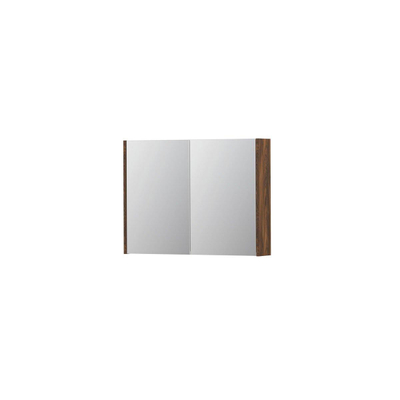 INK SPK1 armoire de toilette – 80 x 60 x 14 cm – 2 portes, portes-miroir double face – Noyer (Brun) mat