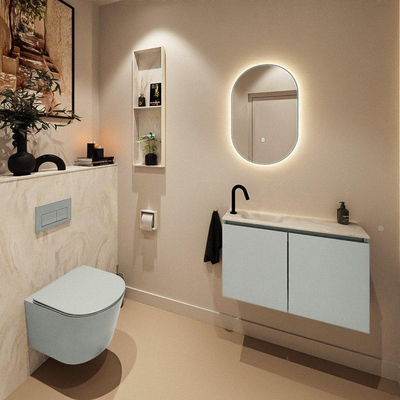 MONDIAZ TURE-DLUX 80cm toiletmeubel Greey. EDEN wastafel Ostra positie links. Met 1 kraangat.