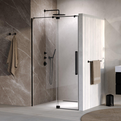 BRAUER Stellar Nisdeur - 2-delig - 100x200cm - draaideur - glascoating - omkeerbaar - helder glas - mat zwart