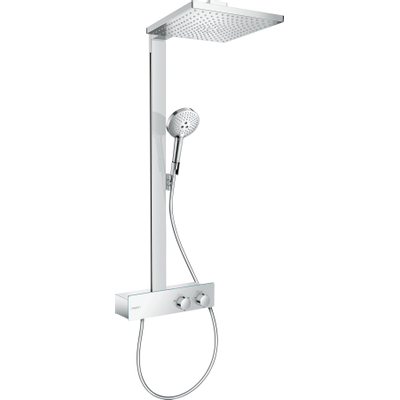 Hansgrohe Raindance e Square E300 - doucheset Opbouw- - 1jet - thermostaat - ecosmart E300 - hoofddouche - hoogglans chroom