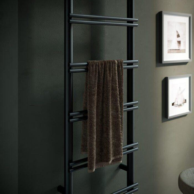 Instamat emma radiateur de salle de bain 159.2x40cm 2 aansl. ½'' incl. supports muraux noir mat