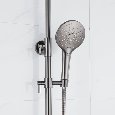Fortifura Calvi Regendoucheset - thermostatisch - 25cm - hoofddouche - metalen slang - ronde handdouche - PVD - geborsteld gunmetal (antraciet)