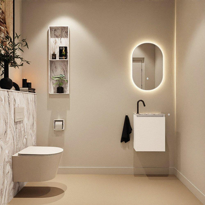 MONDIAZ TURE-DLUX Meuble de WC 40 cm Talc. EDEN vasque Glace position à droite. Avec 1 trou de robinet.