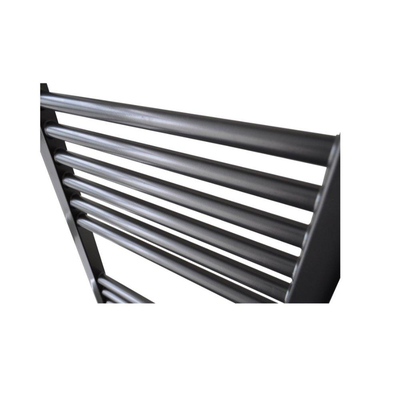 Sanicare Elektrische Radiator - 111.8x45cm - 596W - design - thermostaat - chroom - rechtsonder - gunmetal (antraciet) OUTLETSTORE