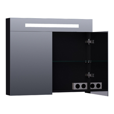 BRAUER Promise Deluxe armoire de toilette – 80 x 70 x 15 cm – LED directe – Noir mat