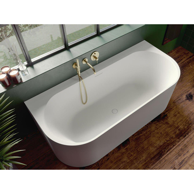 Baignoire Riho Valor semi-îlot - 180x80x56cm - semi-îlot - solid surface - blanc mat