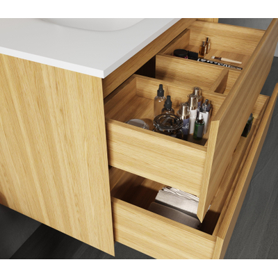 Saniclass Terra Wastafelonderkast - 80cm - 2 lades - sandwood