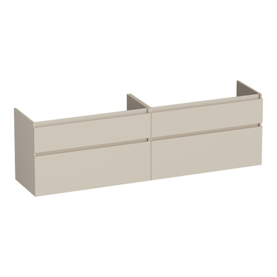 BRAUER Delight meuble sous-lavabo - 160x46x60cm - 4 tiroirs à fermeture douce - sans poignées - 2 découpes pour siphon - beige mat