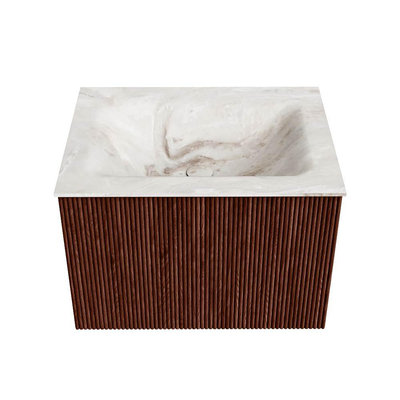 Mondiaz KURVE-DLUX Badkamermeubelset - 60x46x40cm - 1 lade - wastafel solid surface - midden - 1 kraangat - Ruby