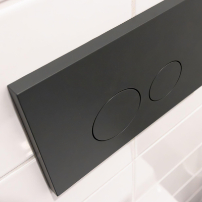 QeramiQ Push Plaque de commande - pour réservoir encastré Geberit UP320 - double chasse - boutons ronds - plastique - anthracite mat