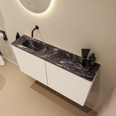 MONDIAZ TURE-DLUX meuble WC 100 cm Talc. EDEN lavabo Lava position gauche. Sans trou de robinet.