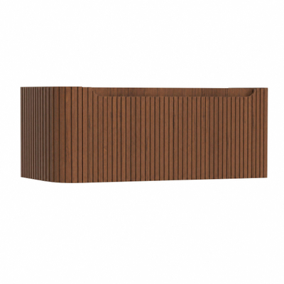 H&R Badmeubelen Juice Wastafelonderkast - 100x45x40cm - linkerhoek afgerond - 3D-front - 1 lade - geïntegreerde greep - dark oak