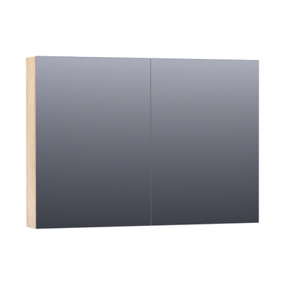 Saniclass Dual Spiegelkast - 100x70x15cm - 2 links- rechtsdraaiende spiegeldeur - MFC - sahara
