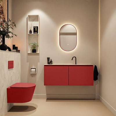 MONDIAZ TURE-DLUX 120cm toiletmeubel Fire. EDEN wastafel Ostra positie midden. Met 1 kraangat.