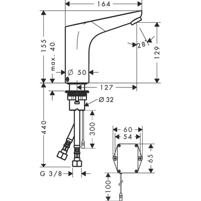 Hansgrohe Focus E2 wastafelkraan electronisch - inclusief sensor 230V - inclusief temperatuurgreep - hoogglans chroom