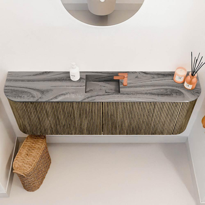 Mondiaz JOYA-DLUX 123.2cm toiletmeubel - ronding links en rechts kleur Dusk - Wastafel FAYE positie Midden 1 kraangat kleur Sombra.