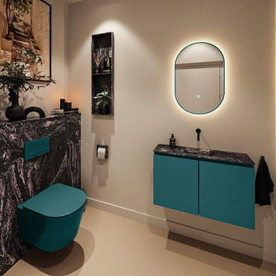 MONDIAZ TURE-DLUX Meuble toilette - 80cm - Smag - EDEN - vasque Lava - position centrale - sans trou de robinet