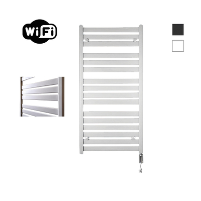 Sanicare HVW - Moda Radiateur électrique - 120x60cm - 876W - wifi - thermostat - chrome - en bas à droite - blanc mat