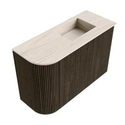 Mondiaz JOYA-DLUX Meuble de salle de bains - 61,6cm - arrondi gauche couleur Shadow - Vasque FAYE position Droite Sans trou de robinet couleur Meli