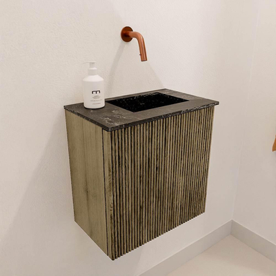 Mondiaz JOYA-DLUX 40cm toiletmeubel - kleur Dusk - Wastafel FAYE positie Rechts Zonder kraangat kleur Lava.