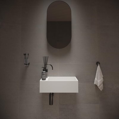 Ideavit Solidcube Fontein 50x30x15cm rechthoek 1 kraangat 1 wasbak Solid surface wit