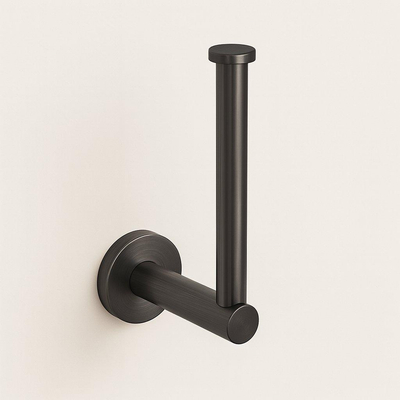 Fortifura Calvi toiletrolhouder/reserverolhouder - zonder klep - rond - PVD - Geborsteld gunmetal (antraciet) OUTLETSTORE