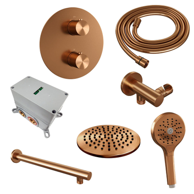 BRAUER Copper Edition inbouw regendoucheset – Ø20 cm hoofddouche – 39.4 cm rechte wandarm – ronde handdouche