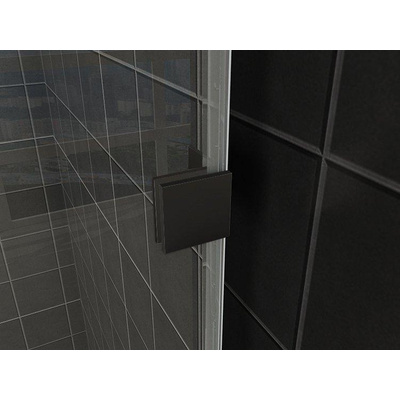 Ensemble de 2 raccords en verre pour douche à l'italienne sans profilé noir mat