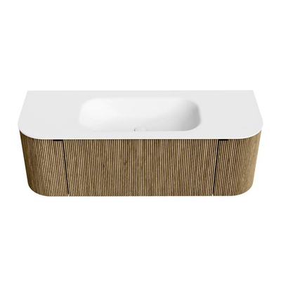 Mondiaz KURVE Badkamermeubelset - 130x46x40cm - 1 lade - 2 deuren - wastafel solid surface - midden - 1 kraangat - Dusk