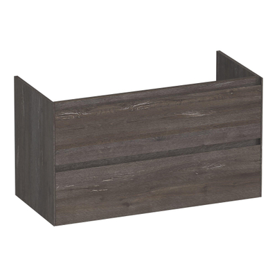 BRAUER Inspire wastafelonderkast 100 2 softclose lades - greeploos - 1 sifon uitsparing - Driftwood