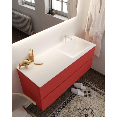 Mondiaz VICA ensemble de meuble de salle de bain - 120cm - meuble sous-vasque fire - 2 tiroirs - lavabo cloud droite - 1 trou de robinet - miroir LED - version XL 60cm haut