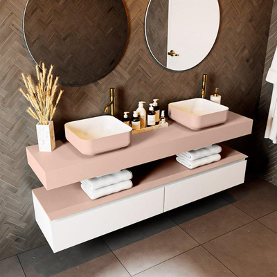 Mondiaz TOP 41 Vrijhangend Topblad - 170x41x12cm - geschikt voor waskom - Solid surface - Rosee