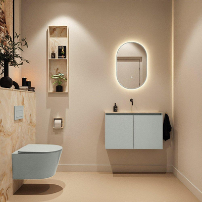 MONDIAZ TURE-DLUX 80cm toiletmeubel Greey. EDEN wastafel Frappe positie midden. Zonder kraangat.