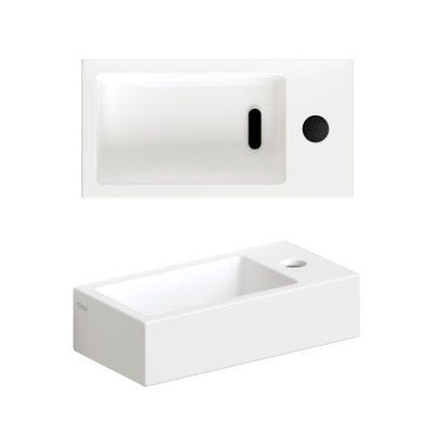 Clou Flush 3 lave-mains 36x18cm avec trou de robinetterie à droite blanc mat céramique