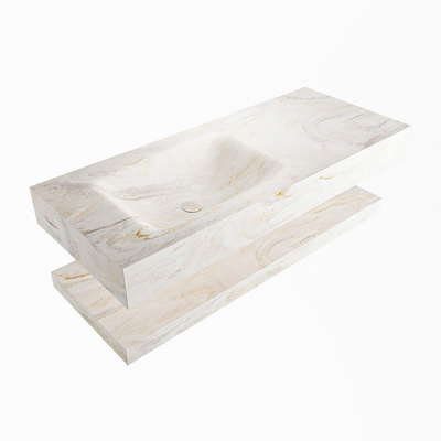 Mondiaz ALAN-DLUX Ensemble de meuble - 110cm - meuble Ostra mat - 0 tiroirs - Lavabo Cloud Ostra suspendu - vasque Gauche - 1 trou de robinet