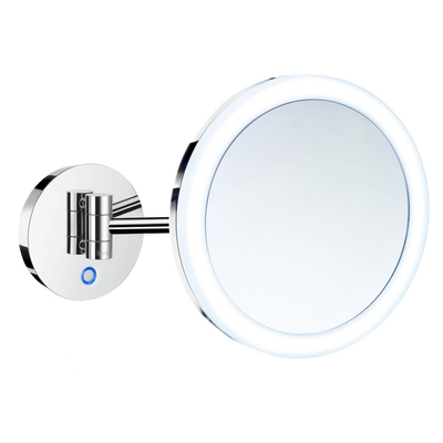 Smedbo Outline Miroir grossissant rotatif avec éclairage à DEL, double éclairage chromé