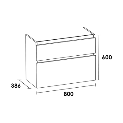 BRAUER Advance Meuble sous vasque 80x38.6x60cm 2 tiroirs 1 espace siphon sans poignée MFC Almond