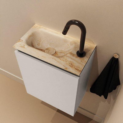 MONDIAZ TURE-DLUX Meuble WC 40 cm Linen. EDEN lavabo Frappe position gauche. Avec 1 trou de robinet.
